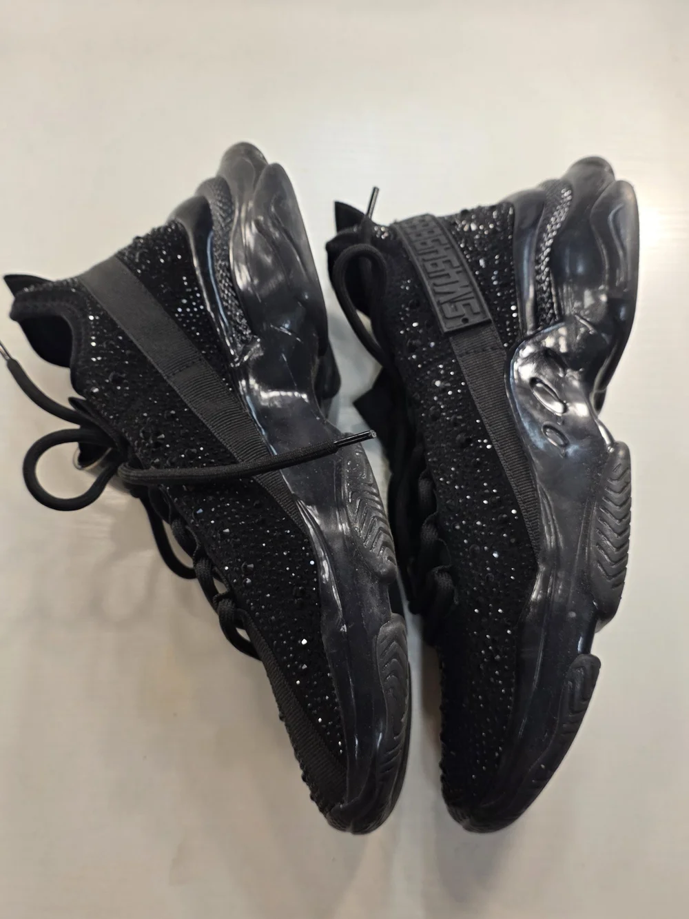 Steve Madden Black Crystal-Accent Slip-On Sneakers